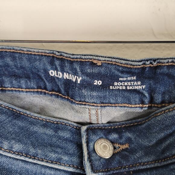 Old Navy Mid Rise Rockstar Skinny Jeans Womens Sz 20 Blue Medium Wash - Picture 5 of 11